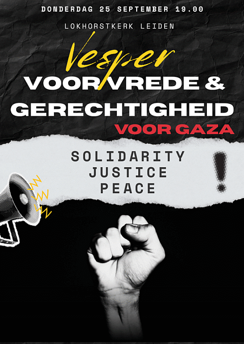 Donderdag 25 september Vesper: ´Niets doen is geen optie’ voor Gaza